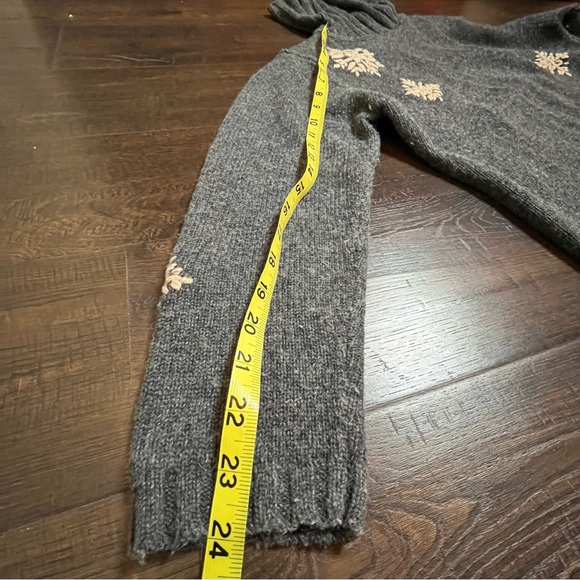 Vintage heathered gray snowflake pullover sweater cowel turtle neck small petite - Picture 3 of 5